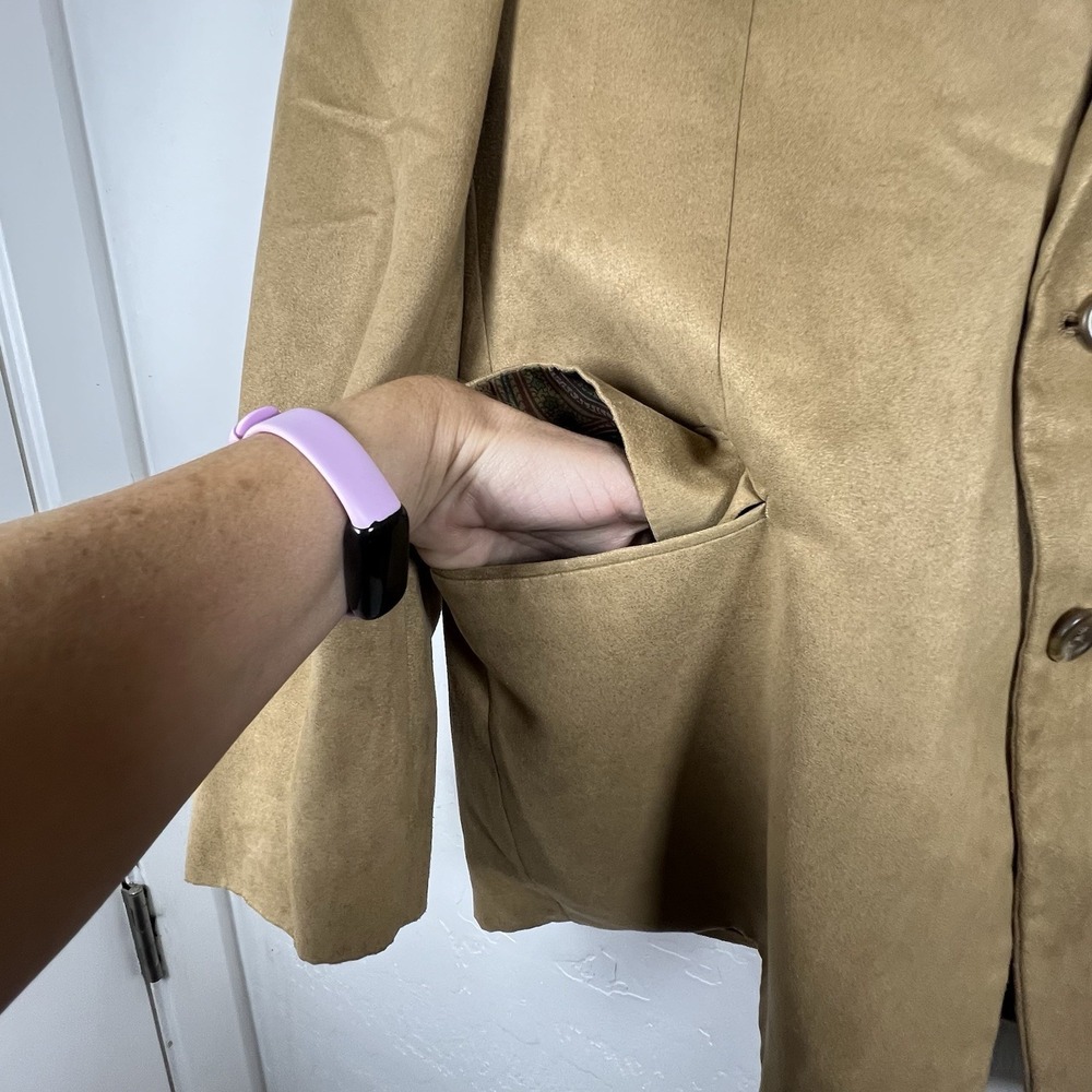 Lauren Ralph Lauren Jacket Mens 44S Beige Blazer Faux Suede Office Sport Coat - Picture 3 of 13
